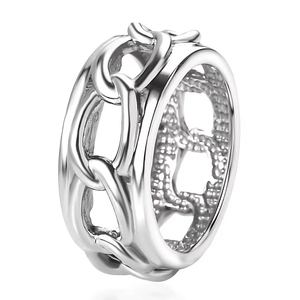 NEW Men's Curb Chain Design Ring in Stainless Steel - Size 14
